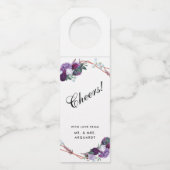 Étiquettes Pour Bouteilles Mariage moderne de fleurs violettes géométriques (Devant)