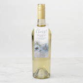 Étiquettes Pour Bouteilles Mariage Moderne Poussiéreux Bleu et Argent Paillet (Sur bouteille)