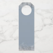 Étiquettes Pour Bouteilles Mariage Moderne Poussiéreux Bleu et Argent Paillet (Dos)