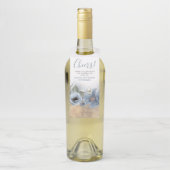 Étiquettes Pour Bouteilles Mariage Moderne Poussiéreux Bleu et Doré Pailleté (Sur bouteille)