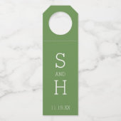 Étiquettes Pour Bouteilles Mariage Monogramme moderne vert blanc motif MCM (Devant)