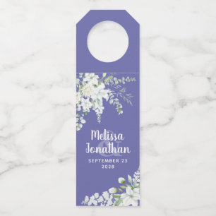 Étiquettes Pour Bouteilles Mariage personnalisé fleurs blanches aquarelle rom