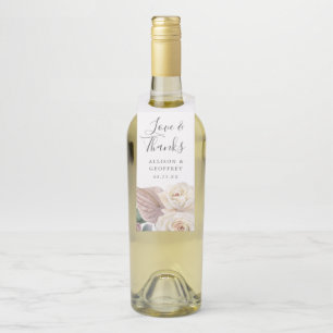 Étiquettes Pour Bouteilles Mariage personnalisé Roses et Orchidées à l'aquare