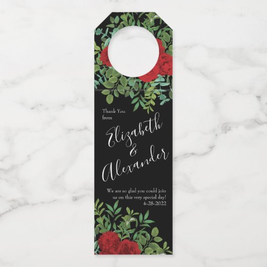 Étiquettes Pour Bouteilles Mariage Red Rose (Devant)