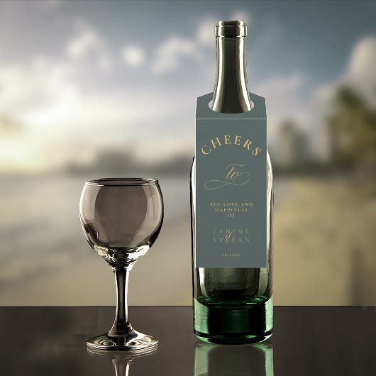 Étiquettes Pour Bouteilles Mariage simple élégance Cheers Green ID1022