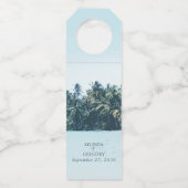 Étiquettes Pour Bouteilles Mariage tropical à l'aquarelle Palmiers & Plage (Devant)