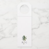 Étiquettes Pour Bouteilles Mariage tropical à l'aquarelle Palmiers & Plage (Dos)