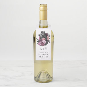 Étiquettes Pour Bouteilles Mauve Floral Glam Gothique Chouettes Mariage Boute
