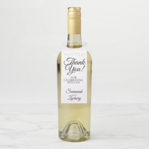 Étiquettes Pour Bouteilles Merci Mariage noir et blanc simple