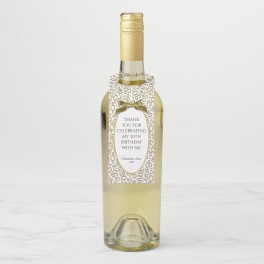 Étiquettes Pour Bouteilles "Merci" Motif de numéro 30 or/blanc (Sur bouteille)