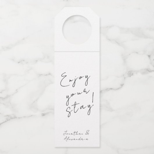 Étiquettes Pour Bouteilles Message d'accueil de script minimal (Devant)