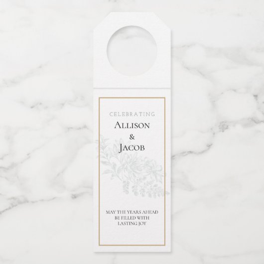 Étiquettes Pour Bouteilles Moderne Simple Fleur Vert Sauge Doux (Devant)