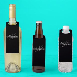 Étiquettes Pour Bouteilles Monogramme de nom noir et blanc personnalisé uniqu