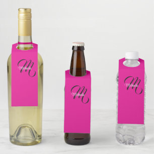 Étiquettes Pour Bouteilles Monogramme moderne minimaliste initiale nom rose c