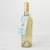 Étiquettes Pour Bouteilles Montgolfière mignonne avec ourson aquarelle (Incliné)