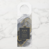 Étiquettes Pour Bouteilles Moody Ink Charcoal Gold Abstrait ID988 (Devant)