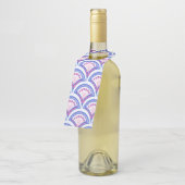 Étiquettes Pour Bouteilles motif damassé floral bleu (Incliné)