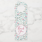 Étiquettes Pour Bouteilles Motif Floral Rustique & Foliage Vert | MERCI (Devant)
