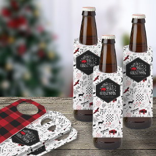 Étiquettes Pour Bouteilles Motif/plaid de Noël sauvage merveilleux ID604