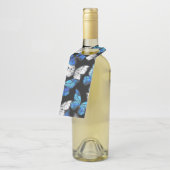 Étiquettes Pour Bouteilles Motif sans couleur foncée avec papillons bleus Mor (Incliné)