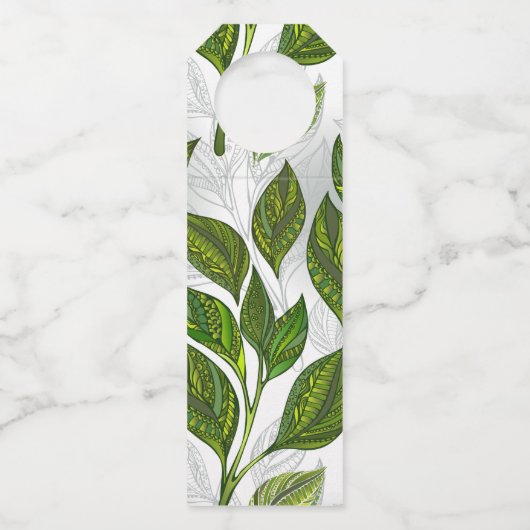 Étiquettes Pour Bouteilles Motif sans couture avec Feuilles de thé vert (Dos)
