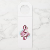 Étiquettes Pour Bouteilles Musical treble clef notes with sakura flowers (Devant)