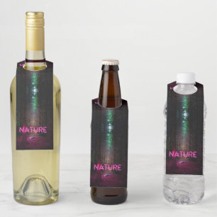 Étiquettes Pour Bouteilles Mystère forêt d'épinette nature néon magenta signe