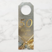 Étiquettes Pour Bouteilles Noces d'Or 50e Anniversaire de Mariage Élégant Fau (Dos)