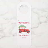Étiquettes Pour Bouteilles Noël Camion Rouge Fête agricole (Devant)