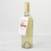 Étiquettes Pour Bouteilles Noël Camion Rouge Fête agricole (Incliné)