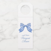 Étiquettes Pour Bouteilles Nœud rayé bleu aquarelle (Devant)