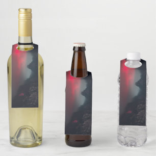 Étiquettes Pour Bouteilles Nuages brûlants, brouillard et montagnes