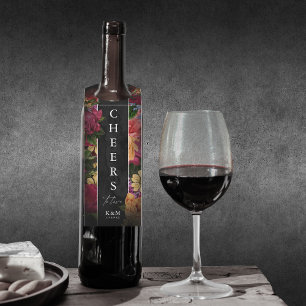 Étiquettes Pour Bouteilles Nuits Sultry Floral Mariage Cheers to Love ID829