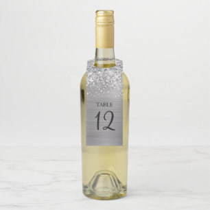 Étiquettes Pour Bouteilles Numéro de la table Glittery Silver