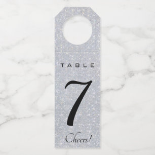 Étiquettes Pour Bouteilles Numéro de table de cristaux d'argent modifiable