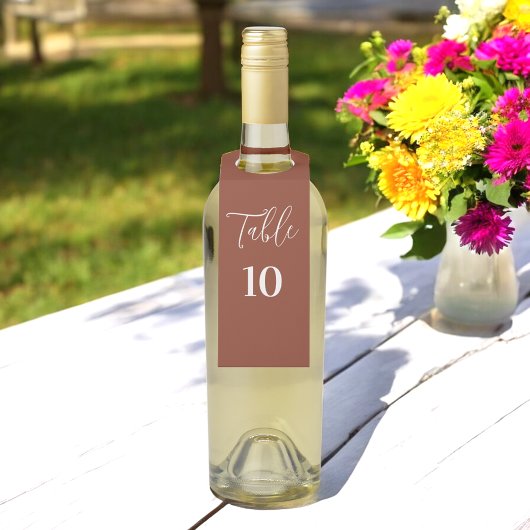 Étiquettes Pour Bouteilles Numéro de table de mariage Brun Terracotta 