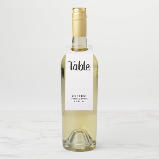 Étiquettes Pour Bouteilles Numéro de table de mariage personnalisé simple (Sur bouteille)
