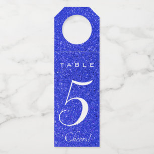Étiquettes Pour Bouteilles Numéro de table de Parties scintillant bleue modif