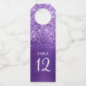 Étiquettes Pour Bouteilles Numéro de table Glam Violet Améthyste Pailleté (Devant)