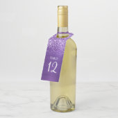 Étiquettes Pour Bouteilles Numéro de table Glam Violet Améthyste Pailleté (Incliné)