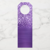 Étiquettes Pour Bouteilles Numéro de table Glam Violet Améthyste Pailleté (Dos)