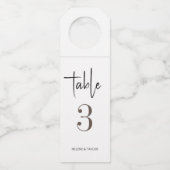 Étiquettes Pour Bouteilles Numéro de table moderne simple (Devant)