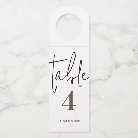 Étiquettes Pour Bouteilles Numéro de table moderne simple (Devant)