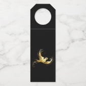 Étiquettes Pour Bouteilles Oiseau doré sur fond noir (Dos)