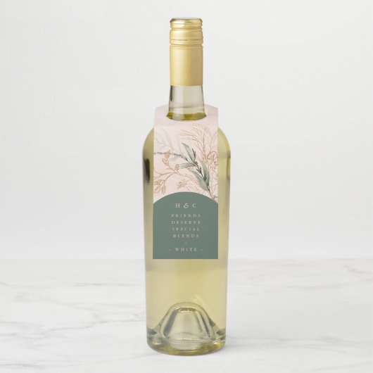 Étiquettes Pour Bouteilles Or Abstrait Eucalyptus Moderne Verdure mousse (Sur bouteille)