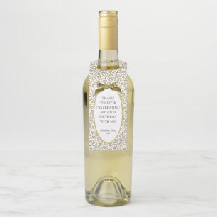 Étiquettes Pour Bouteilles Or de "Merci"/30ème motif nombre de blanc