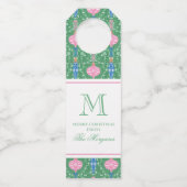 Étiquettes Pour Bouteilles Ornements de Noël festifs Monogramme (Devant)