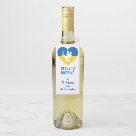 Étiquettes Pour Bouteilles Paix textuelle à l'Ukraine (Sur bouteille)
