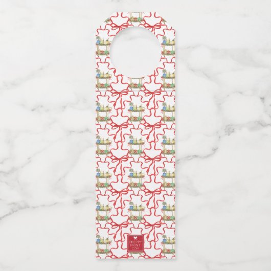 Étiquettes Pour Bouteilles Panier de champagne de Noël en aquarelle (Dos)