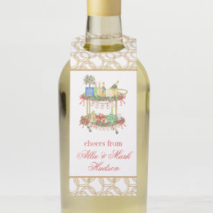 Étiquettes Pour Bouteilles Panier de champagne de Noël en aquarelle